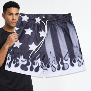 Shorts de sport vintage américains en satin respirant avec cordon de serrage, tailles XS-XL, en polyester double maille, personnalisables, vente en gros - Product Image 3