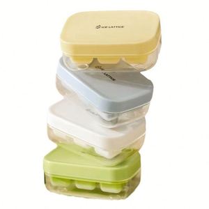 Mini bandeja de silicona suave de 6 compartimentos con tapa para cubitos de hielo, molde de hielo de grado alimenticio tipo prensa, fácil de desmoldar, apilable, para almacenamiento de porciones de comida para bebés - Product Image 5