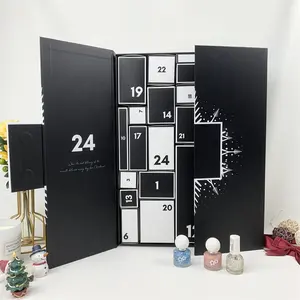 Лидер продаж, Рождественская Подарочная коробка, черная упаковка для хранения лака для ногтей, косметический уход за кожей, сюрприз, календарь, коробка с индивидуальным логотипом