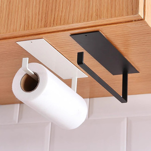 Support mural auto-adhésif Nahe pour essuie-tout sans perçage, blanc/noir, pour rangement de cuisine - Product Image 1