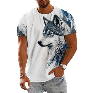 Camiseta de Manga Corta para Hombre, Diseño 3D, Corte Holgado, Estampado de Bestia Feroz, Transpirable, Poliéster/Algodón 180g, Nueva - Product Image 1