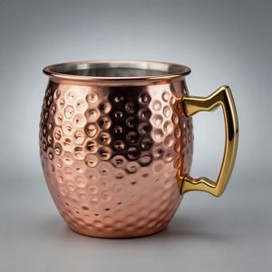 Taza Moscow Mule de Acero Inoxidable, Recubierta de Cobre, Martillada, con Aislamiento Térmico, para Cerveza, para Fiestas - Product Image 3