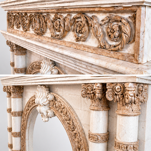 Customized Marble Fireplace Modern Hand Carved Luxury Beige & White Marble Fireplace Mantel Marble Fireplace Surround - Product Image 3