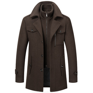 Chaqueta <span class=keywords><strong>de</strong></span> <span class=keywords><strong>Lana</strong></span> Tweed para <span class=keywords><strong>Hombre</strong></span>, Otoño-Invierno, Doble Cuello, Resistente al Frío, Gruesa y Larga, Estilo Ejecutivo - Product Image 4