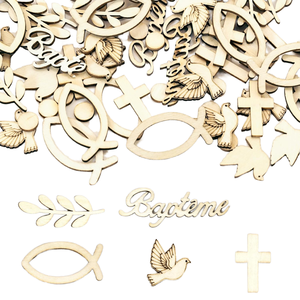 Brelet 100 Pièces Confettis en Bois Faits Main pour Baptême, Décoration de Table pour Baby Shower, Communion, Garçon, Fille, Baptême Adulte - Product Image 4