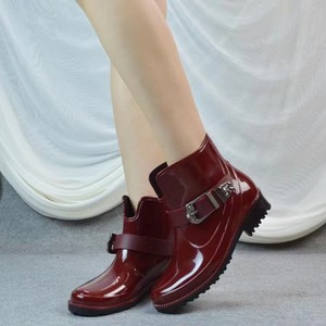 Style Water Proof Pvc Rain Shoes for Women's <strong>Short</strong> <strong>Wellington</strong> Rain Ankle Boots Red - Product Image 6