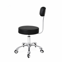 Tabouret de barbier réglable en hauteur avec dossier, tabouret de salon rembourré noir avec levier de réglage, base en alliage d'aluminium, siège pivotant