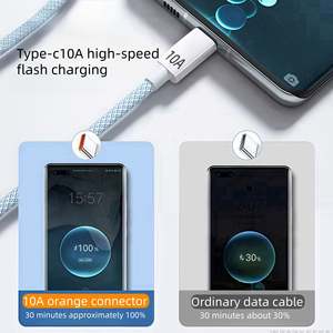 NIEUWE AWELL 2m Nylon Type-C naar C Hoge-snelheid Snelladen 10A Snellader Gegevens Kabel voor <span class=keywords><strong>Android</strong></span> Telefoons - Product Image 3