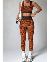 Set Olahraga Wanita Motif Zebra Pinggang Tinggi Laris Manis, Logo Custom, Seamless, Angkat Bokong, Gym Fitness Yoga Active Wear