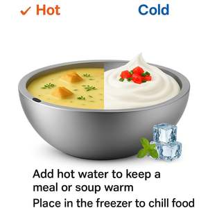 Bol de service <span class=keywords><strong>isotherme</strong></span> en acier inoxydable à double paroi pour glaces et sauces froides, avec entonnoir pour accompagnements et fruits - Product Image 3