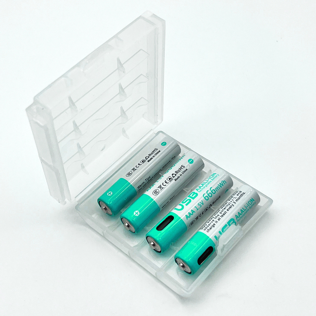 Hot Selling 4 Pack Rechargeable Li Ion Lithium Battery 1.5v 666mWh AAA USB C Type C Battery for TV Remote Control Wireless Mouse