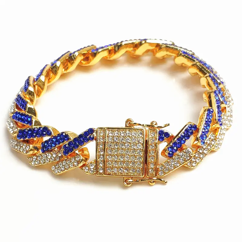 Bracelet strass Bar à la mode pour femmes, chaîne cubaine multicolore, accessoires créatifs, 1 pièce