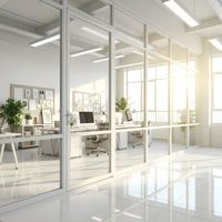 Système de cloisons modulaires optimisé pour l'approvisionnement, 84 mm |   Mur en verre à ossature plate en acier pour installations de bureaux à grande échelle