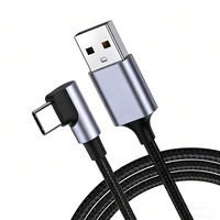Cable USB a USB C, Cable Tipo C de Carga Rápida 3A 480Mbps, Cable USB Tipo-C de Alta Calidad con Trenzado de Nailon y Ángulo Recto de 90 Grados, 1m 2m