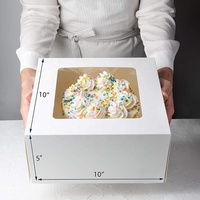 Caja para Cupcakes y Donuts de Papel Kraft Económica y Popular con Ventana, Adecuada para Tiendas de Postres
