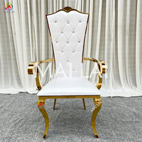 Mobilier Événementiel Fauteuil Trône en Acier Inoxydable Doré avec Accoudoirs pour Mariage