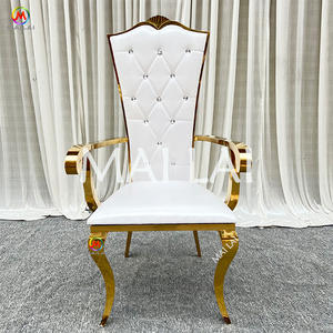 結婚式の椅子の結婚式のためのイベント家具ゴールデンステンレス鋼アームレスト玉座椅子 - Product Image 2