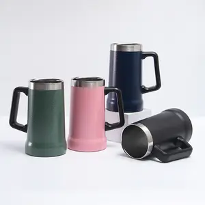 2024 New Arrival Large Capacity Stainless Steel Party 20oz Beer Travel Thermal Tumbler Big Grip Wine Gift Mug Cups With Handle