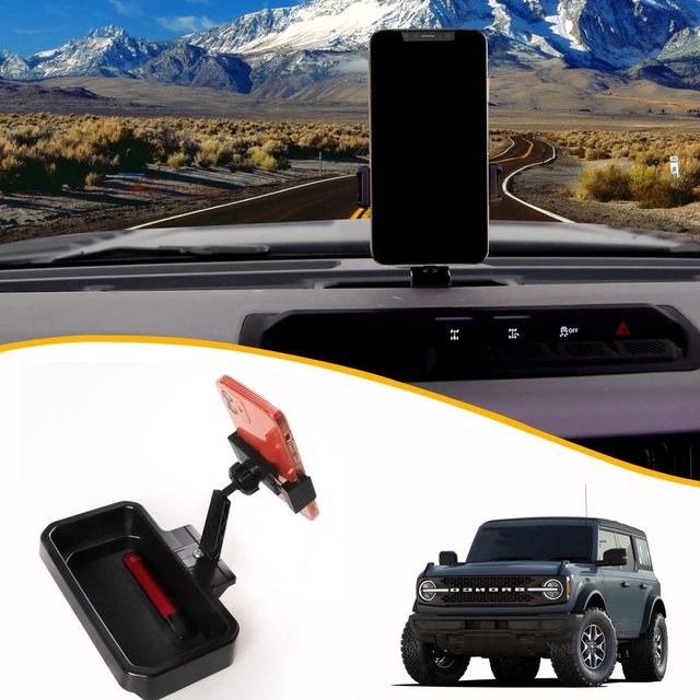 Cartaoo Phone Mount Multi-Function Dash Cell Phone Holder with Tray Fits for 2021 2022 Ford Bronco