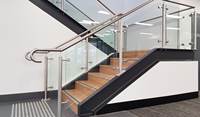 Meilleur Choix - Ventes Flash : Main courante d'escalier contemporaine en acier inoxydable et verre, pour usage hôtelier, avec tubes ronds et carrés