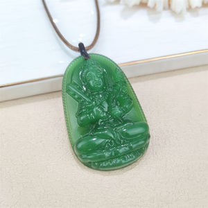 เครื่องรางจีนเครื่องประดับหินสีเขียวสร้อยคอสร้อยคอรูปพระพุทธเจ้าสำหรับผู้หญิงผู้ชาย - Product Image 4