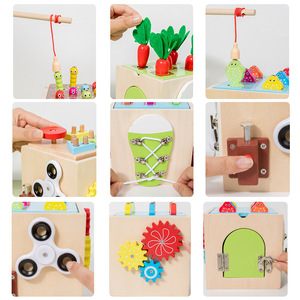 Montessori Frühpädagogik Holz 9-in-1 Multifunktionale Aktivitätsbox - Angeln, Karottenziehen, Insektenfangen und Mehr - Product Image 2