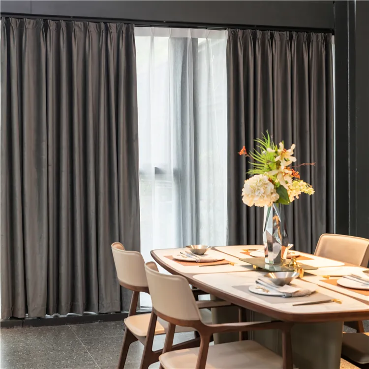 High qulity velvet fabric Black Lined Insulated Window Treatment Curtain Panels