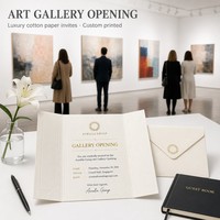 Tarjeta de Invitación de Papel de Arte con Sobre, Juego Personalizado para Inauguración de Galería de Arte, Grabado en Relieve, Minimalista, Elegante, Bajo MOQ
