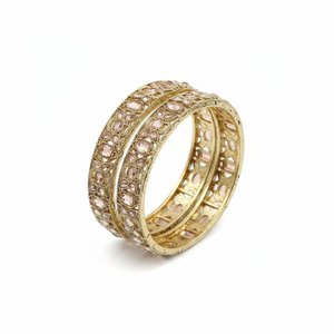 Gold Plated <b>Crystal</b> Stone <b>Bracelets</b> & Bangles Set Elegant & Luxurious Jewelry for Women perfect for festive wear collection - Product Image 2