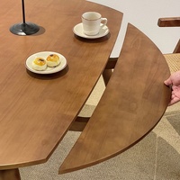 Mesa de Comedor Redonda Extensible y Plegable de Madera Maciza Estilo Wabi-Sabi para Apartamento y Muebles de Comedor