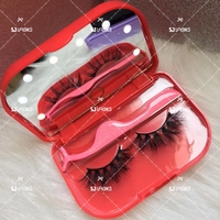 Boîte d'emballage de faux cils en plastique portable réutilisable avec miroir led pour le stockage des cils