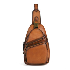 Vintage Genuine Leather Chest <b>Bag</b> For Men Brown Coffee Solid Color Casual Crossbody <b>Bag</b> Wear Resistant Fashionable Summer 2025 - Product Image 5