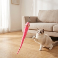 Kepala Pengganti Tongkat Bulu Interaktif untuk Kucing, Aksesoris Mainan Penggoda Kucing, Pom Pom Warna-warni, Manik-manik, Payet, Rumbai untuk Bermain di Dalam Ruangan