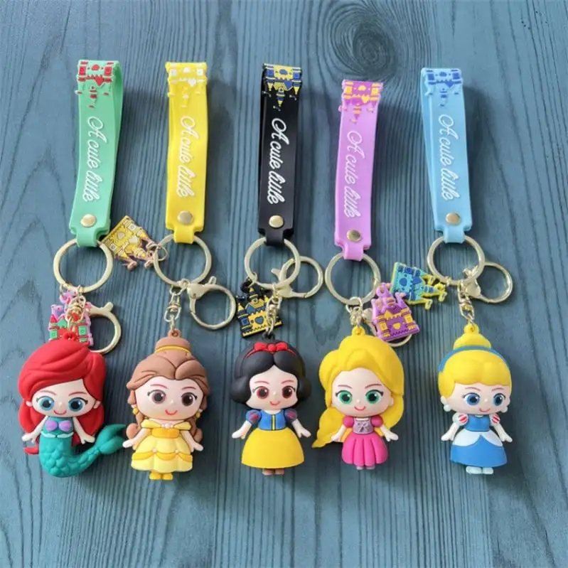 Wholesale Custom Promotional Car Key Handbag Accessories Gift Key Ring 3d pvc keychain princess key chains