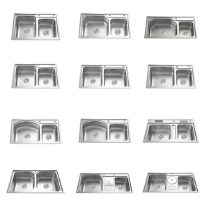 Évier multifonctionnel à <span class=keywords><strong>double</strong></span> cuvette <span class=keywords><strong>en</strong></span> acier inoxydable avec porte-couteau et poubelle - Product Image 4