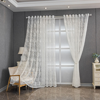 Rideaux en voile jacquard de luxe à motifs feuilles d'érable américaines, personnalisables, blancs, en maille transparente pour la maison