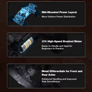 รถบรรทุกบังคับวิทยุ FMS FSC24 Chaser ขนาด 1/24 สำหรับวิ่งออฟโรดแบบ Short Course พร้อมระบบเกียร์สองสปีด มอเตอร์แบบ Brushed 370 พร้อมใช้งาน (RTR) - Product Image 4