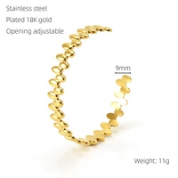 Bracelet Manchette Ajustable Serpent en Acier Inoxydable, Plaqué Or 18K, pour Femme, Idéal pour Fêtes
