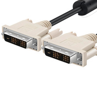 Câble DVI vers DVI 1,5 m 1080P avec conducteur plaqué or, blindage en feuille, PVC noir, tête blanche pour moniteur