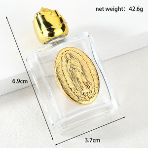 Botella de vidrio de agua bendita en relieve de 15ml, aceite de esencia de metal chapado en oro y plata cristiano católico Jesús Virgen María Michael Benedict - Product Image 6