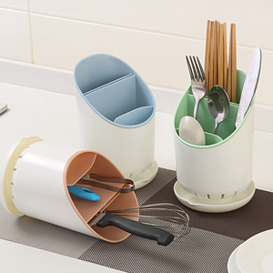 Support à baguettes et cuillères en plastique Biao Tao Xiang, organiseur de cuisine, support de rangement de bureau pour ustensiles avec plateau de drainage - Product Image 2