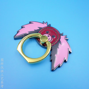 Support de téléphone portable universel de bureau rotatif à 360 degrés en alliage de zinc avec motif de dessin animé et logo émaillé, support de bague métallique personnalisé - Product Image 1