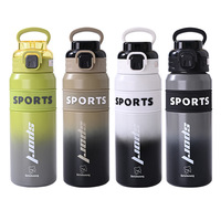 750ml en acier inoxydable gobelet eau chaude fiole à vide pour l'école sport cyclisme isolé bouteille d'eau paille pour l'extérieur