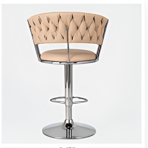 Modern Beige Tufted Swivel <b>Bar</b> <b>Stool</b> with Chrome Pedestal Base Adjustable Height Counter Chair for Kitchen Cafe Seating - Product Image 5