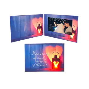 Cartes d'invitation de mariage lcd carte de vœux vidéo écran tactile livre de brochures vidéo