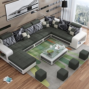 Buena calidad de lujo <span class=keywords><strong>Sofal</strong></span> en forma de conjunto de sofá de madera conjunto de diseños sofá de la sala de XXL - Product Image 3
