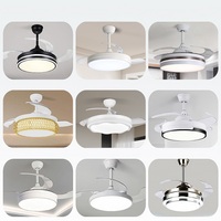 Ventilateur de plafond invisible à LED moderne décoratif Tuya WiFi 42 pouces silencieux pour la maison, la chambre à coucher, le salon