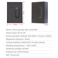 Tuya Smart Life WiFi Contrôleur de porte de garage Commutateur sans fil Téléphone portable APP Contrôle Alexa AI Commande vocale 5V Max. Voltage