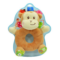 Jollybaby personnalisé en peluche bébé animaux en peluche sensoriel main hochet anneau jouets en peluche pour nouveau-né 0-12 mois