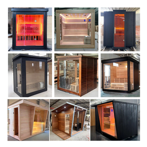 Sauna extérieur carré élégant tout noir pour 4 personnes, maison de sauna moderne pour jardin avec grandes fenêtres, espace de détente de luxe - Product Image 5